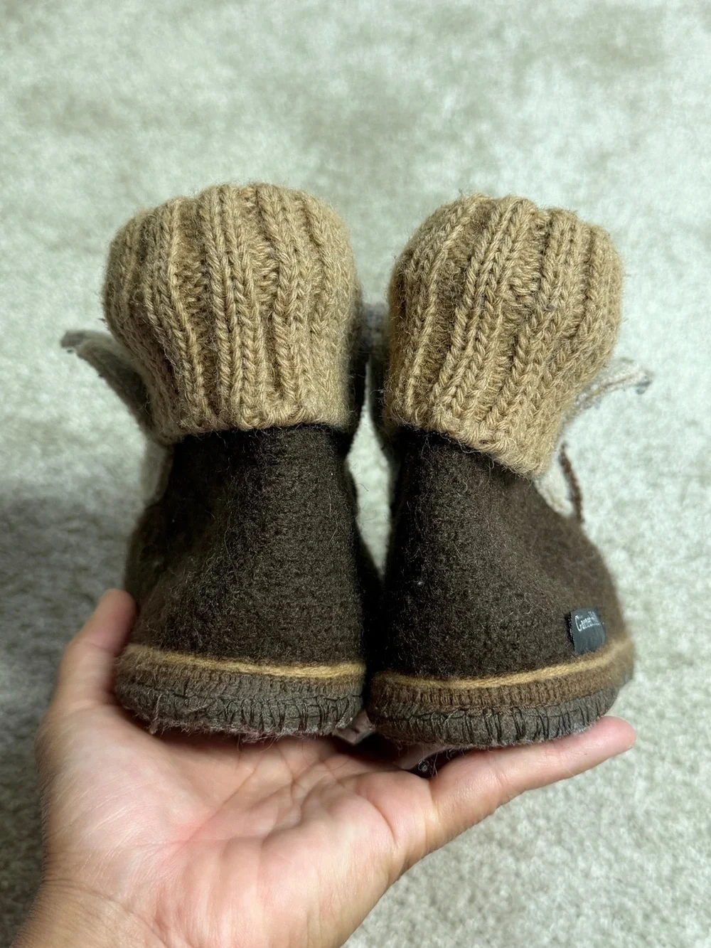 Garnet Hill Kids 100% Boiled New Wool Moose Slipper Boots in Brown 2